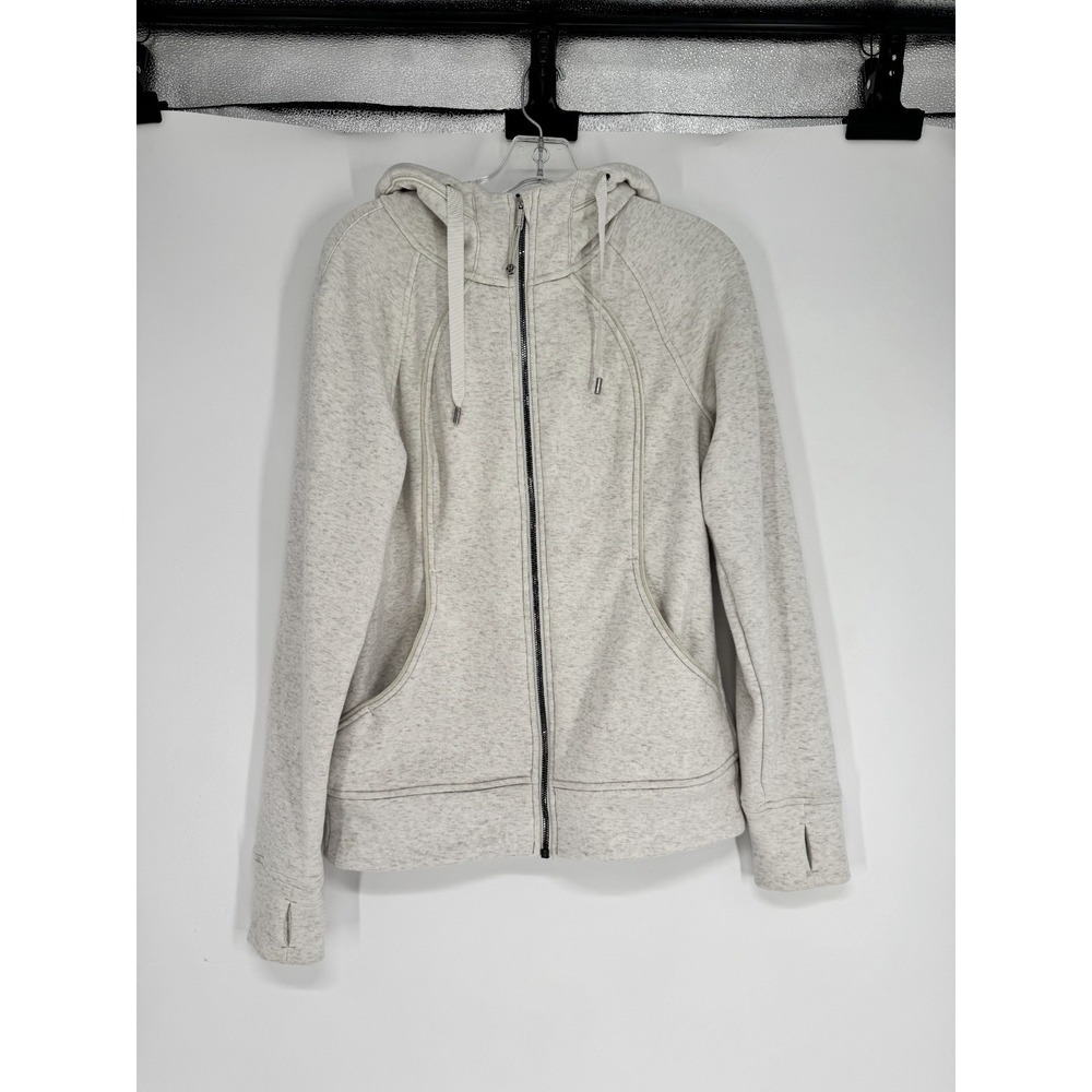 Lululemon Scuba Hoodie Plush Heathered Bone Womens Size 8 Jacket Full Zip Up